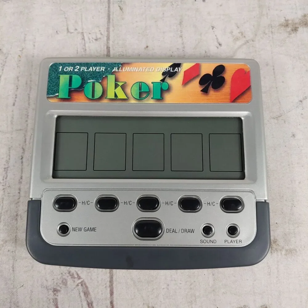 Vintage Radio Shack Deluxe 2 Player Handheld Poker Card Game Illuminated TESTED